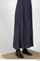  Photos Historical Maid Woman in cloth dress 1 20th century Maid blue dress leather shoes polka dots dress skirt 0008.jpg